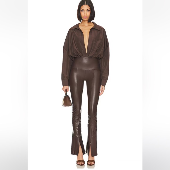 NWT Norma Kamali Free People Spat Leggings in Chocolate - Picture 2 of 10